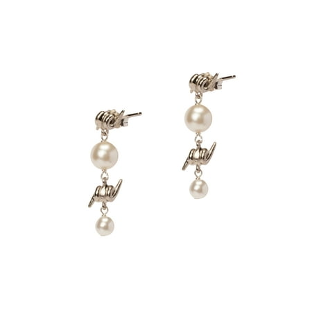 Bella by Thorne Pearl x Barb Adult Earrings,Silver, (Unisex)