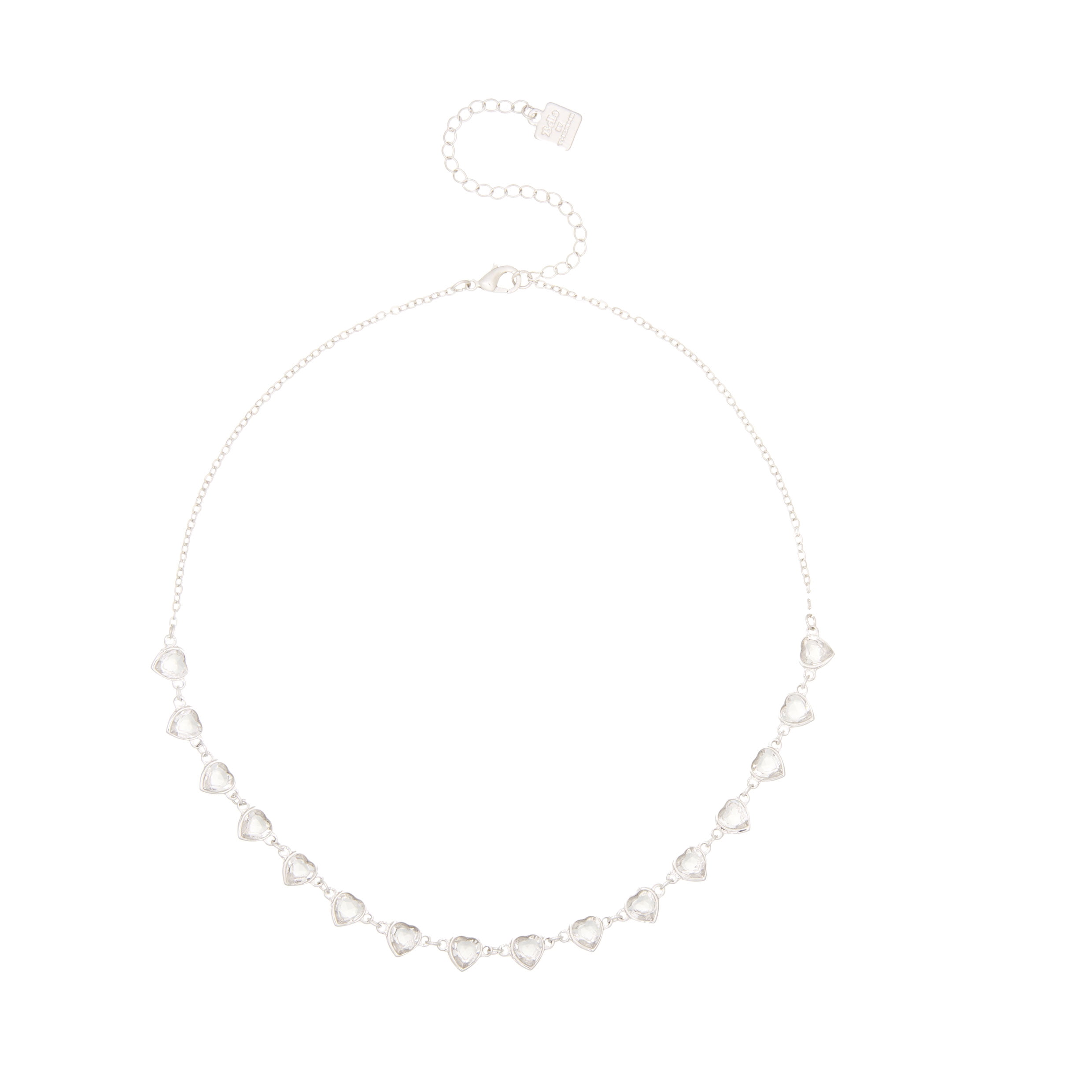 Bella by Thorne Semi CZ Heart Adult Necklace,Silver, (Unisex)