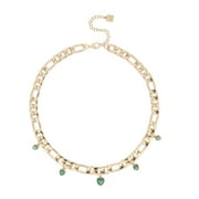 BELLA BY THORNE Stamtent Hearts CZ Adult Necklace,Gold/Emerald