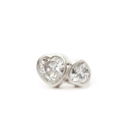 Bella by Thorne Statement CZ Hearts Adult Ring Silver/Clear- 7, (Unisex)