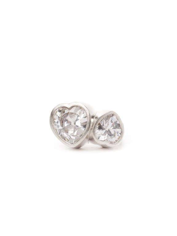 Statement CZ Hearts Adult Ring Silver/Clear- 8, (Unisex)