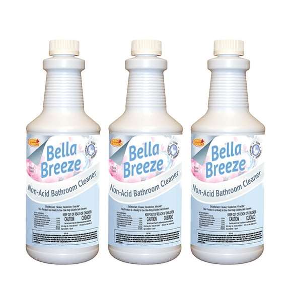 BellaBreeze Non-Acid Restroom Cleaner, 1 Quart (3-Pack)