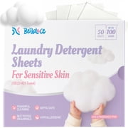 BellaLuce Laundry Detergent Sheets, Unscented for Sensitive Skin, 100 Loads 50 Count