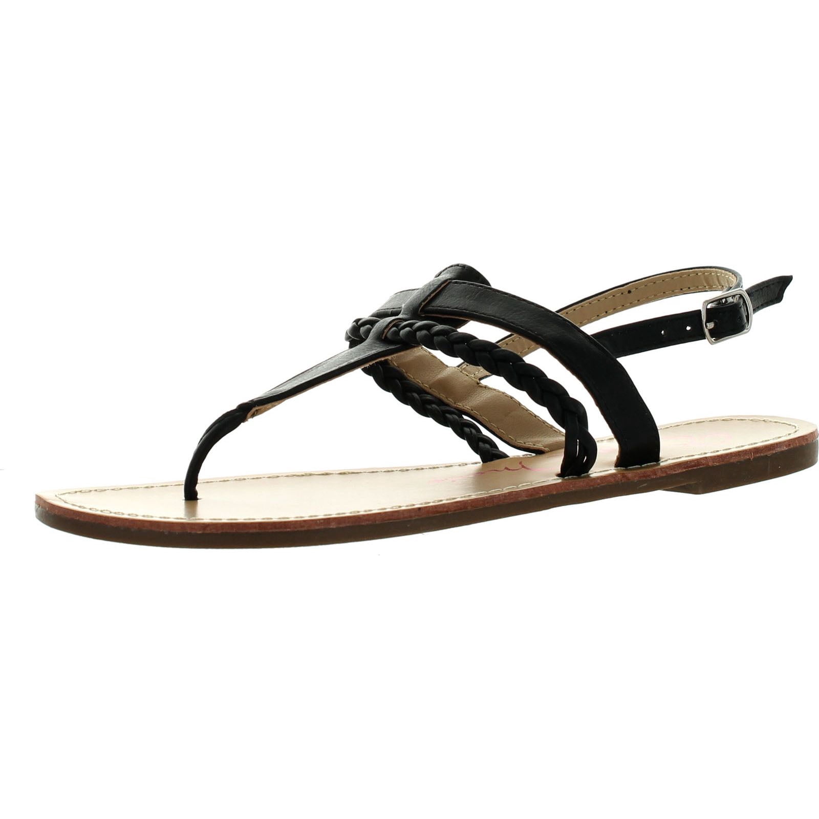 BellaMarie Basic1 Women Slingback TStrap Braid Flat Gladiator Thong