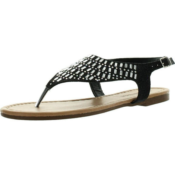 BellaMarie Womens Alice-7 Flat Rhinestone Thong Sandals