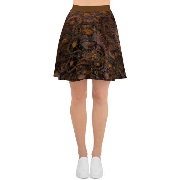 BellaMonica Studios Steampunk Print Above the Knee Skater Skirt Medium