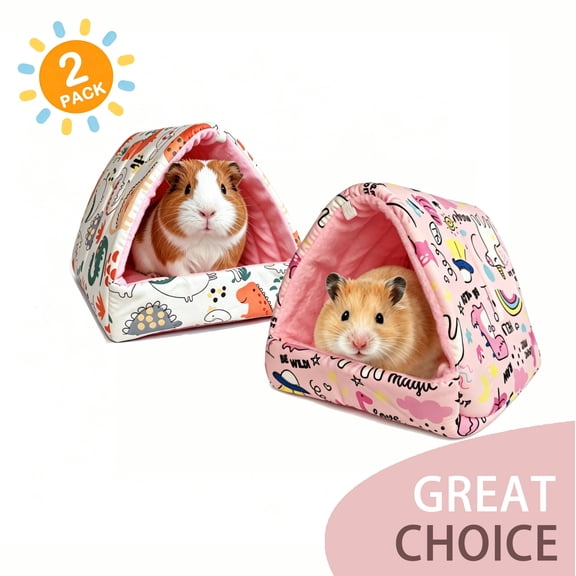 BellaNotes 2 Pack Guinea Pig Hideout,Guinea Pig Bed Washable Small Animal House Cage Accessories for Mouse Chinchillas Hamsters Hedgehogs Ferrets Bearded Dragons and RatsPink