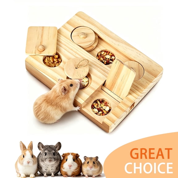 BellaNotes Guinea Pig Foraging Toys, 6 in 1 Hamsters Wooden Interactive Enrichment Toys, Treat Dispenser for Small Animal, for Rabbits, Bunny, Chinchillas, Rats and Gerbils