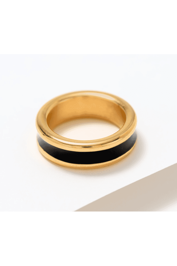 Slip-On Emamel Squared Ring, 14K Gold Over Resin, Size 9