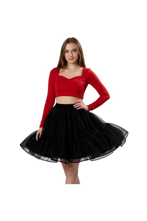 Crinoline Petticoat Skirt for Women  Layered tulle skirt Underskirt for Dresses, A-Line Volume Slip, black skirt, One Size