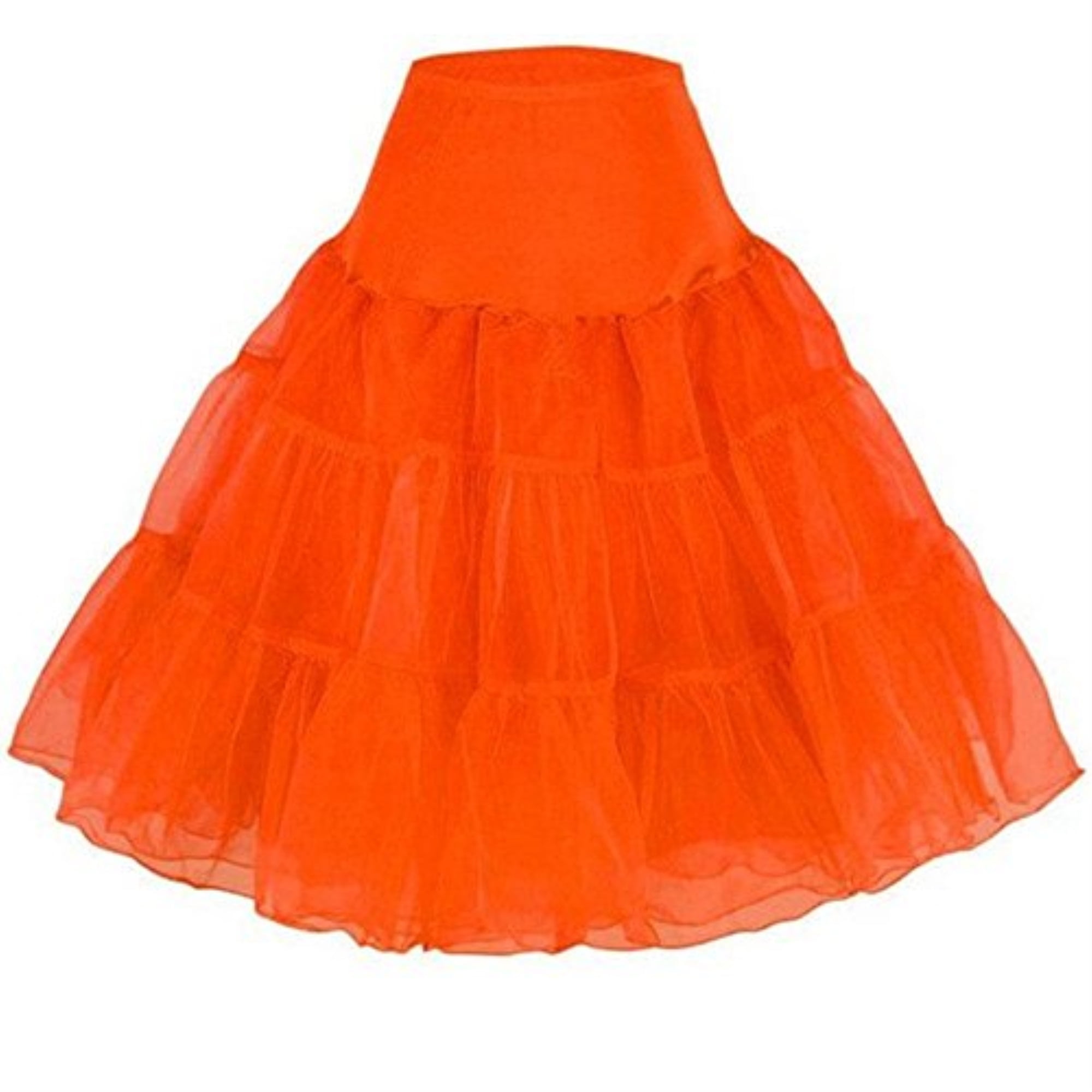BellaSous Women's Tea Length Petticoat Underskirt for Vintage Dresses 418 (Orange, Large