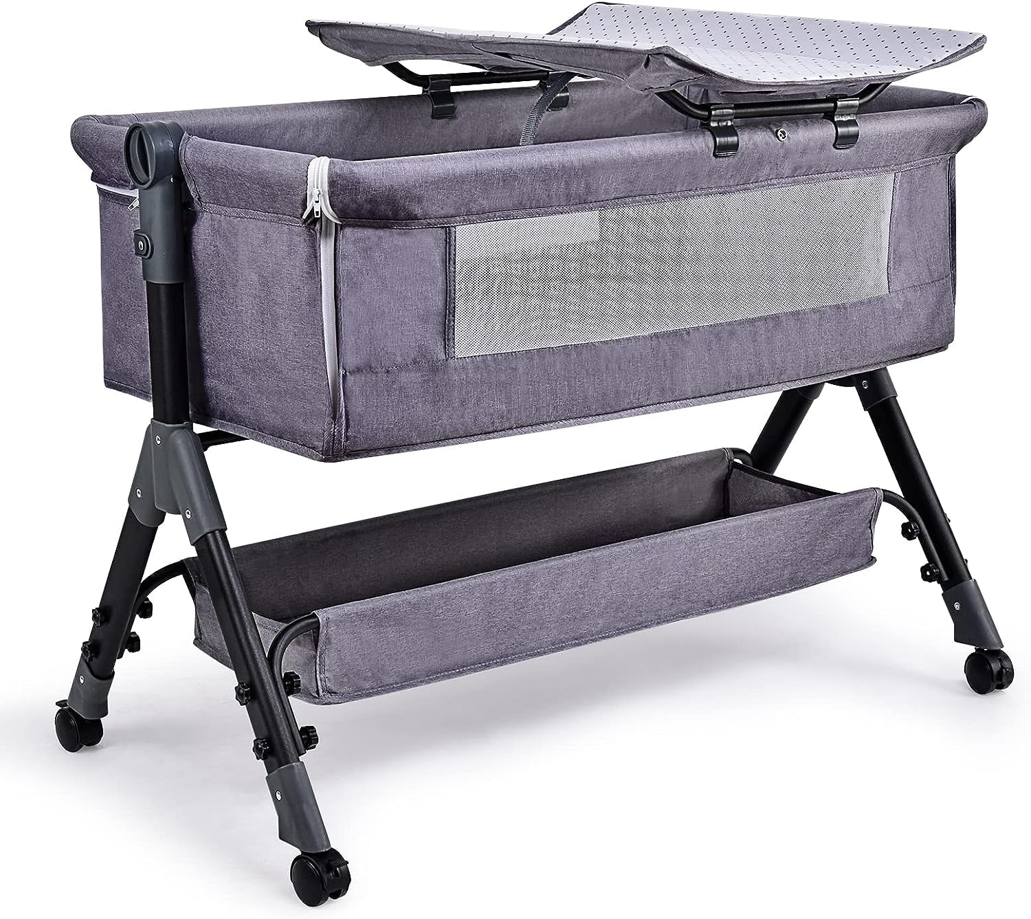 Bellababy 4 in 1 Adjustable Height Bedside Bassinet Dark Grey