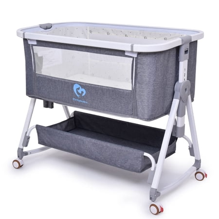 Bellababy Bedside Bassinet with Portable Crib and Changing Table, Grey