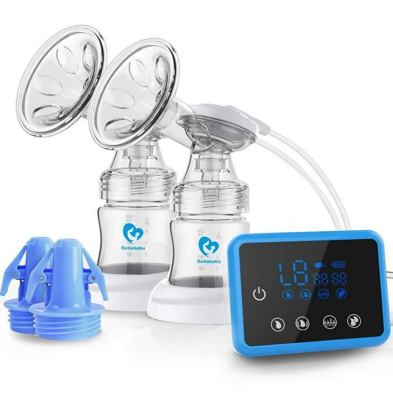  Bellababy Double Wearable Breast Pump (2 Pieces - Gray) Hands  Free, Low Noise and Painless, 4 Modes & 9 Suction Levels : Baby