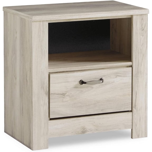 Bellaby Farmhouse 1 Drawer Nightstand with 1 Storage Cubby & Slim-Profile USB Charging Station, 24.61" Tall, Whitewash