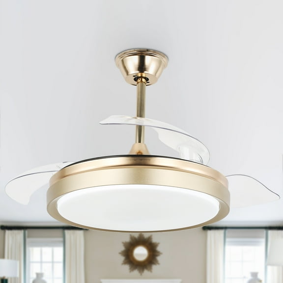 Belladepot 42" Gold Retractable Ceiling Fan Reversible With Remote Control and Light Kit 3 Blades