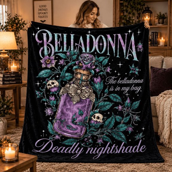 Belladonna Midnight Margaritas Practical Magic Halloween Flannel Throw Blanket
