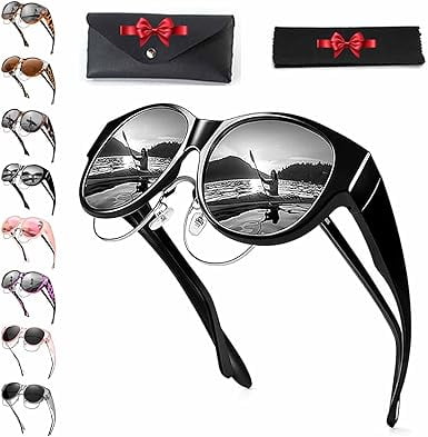 Belladora Fit Over Sunglasses for Women, Polarized Uv400 Protection Prescription Sunglasses for Car, Beach, Golf(Black)