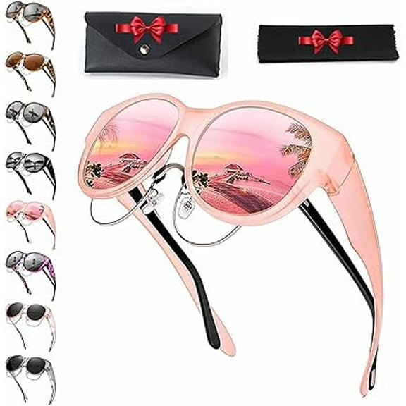 Belladora Fit Over Sunglasses for Women, Polarized Uv400 Protection Prescription Sunglasses for Car, Beach, Golf(Mirrored Rose)