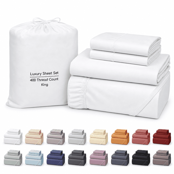 Bellaerie Luxury Viscose King Size Sheet Set |ally Grown Ultra Soft & Breathable 18" Deep Pocket W/ Corner Straps