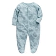 thumbnail image 1 of Bellafa 0-12M Baby Boys Long Sleeve One-Piece Footies Newborn Button Down Cotton Romper Onesies Fall Spring Infant Bodysuit, 1 of 7
