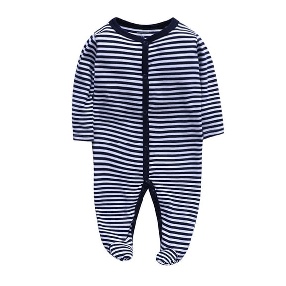 Bellafa 0-12M Baby Boys Long Sleeve One-Piece Footies Newborn Button Down Cotton Romper Onesies Fall Spring Infant Bodysuit