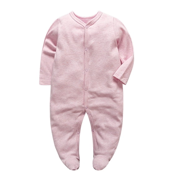 Bellafa 0-12M Infant Baby Girls' Footed Romper One-Piece Button Snap Cotton Jumpsuit Onesies Long Sleeve Newborn Sping Fall Outfits