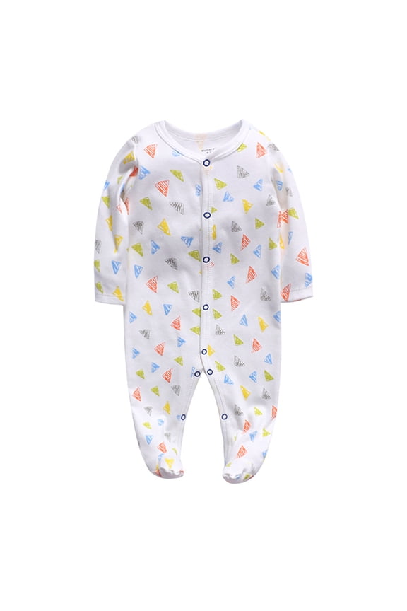 0-12M Infant Baby Girls' Footed Romper One-Piece Button Snap Cotton Jumpsuit Onesies Long Sleeve Newborn Sping Fall Outfits