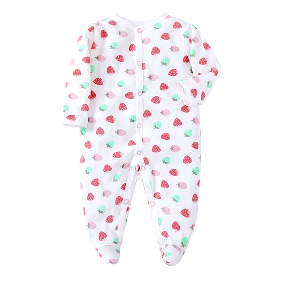 Bellafa 0-12M Infant Baby Girls' Footed Romper One-Piece Button Snap Cotton Jumpsuit Onesies Long Sleeve Newborn Sping Fall Outfits
