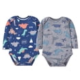 thumbnail image 1 of Bellafa 100% Cotton Baby Boys Long Sleeve Bodysuit Dinosuar Truck Baby Romper Infant Boy's Sung Fit Onesies-2 Piece, 1 of 7