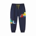 thumbnail image 1 of Bellafa 2-7 Years Boys Elastic Waist Cotton Sweatpants Bulldozer Applique Toddler Kids Jogger Pants with Pocket Drawstring, 1 of 8