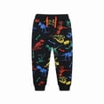 thumbnail image 1 of Bellafa 2-7 Years Boys Elastic Waist Cotton Sweatpants Dinosaur Applique Graphic Toddler Kids Jogger Pants with Pocket Drawstring, 1 of 7