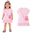 thumbnail image 1 of Bellafa 2-7T Girl's Summer Dress 100% Cotton Ruffle Sleeve A-Line Casual Sundress Toddler Kids Appliuqe Shirt Dresses, 1 of 7