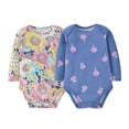 thumbnail image 1 of Bellafa 2-pack Long Sleeve Bodysuits One-piece 100% Organic Cotton for Infant Girls Floral Unicorn Onesies Baby Romper, 1 of 7