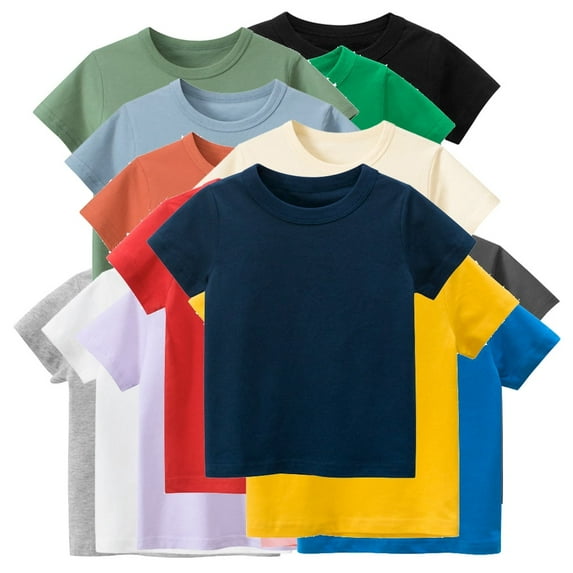 Bellafa 3-Pack Short Sleeve Little Boy & Girls T-Shirts Toddler Multicolor Cotton Tops Shirt Summer Beach Casual Tops Tee 1-9 Years Kids