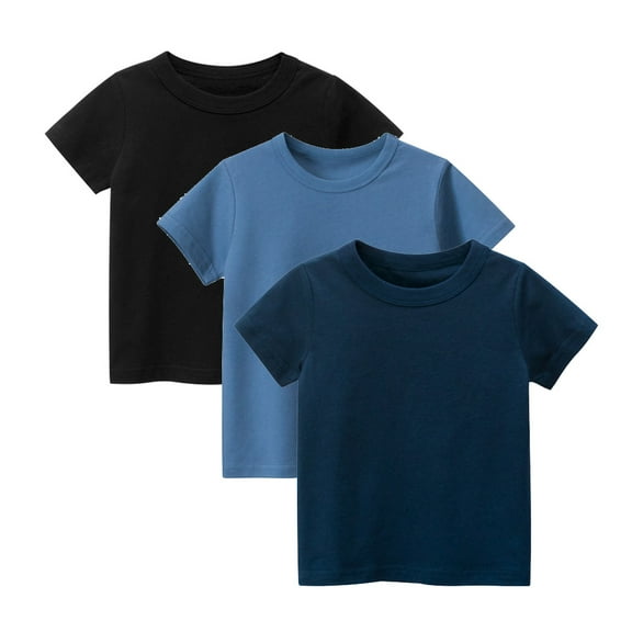 Bellafa 3-Pack Short Sleeve Little Boy & Girls T-Shirts Toddler Multicolor Cotton Tops Shirt Summer Beach Casual Tops Tee 1-9 Years Kids