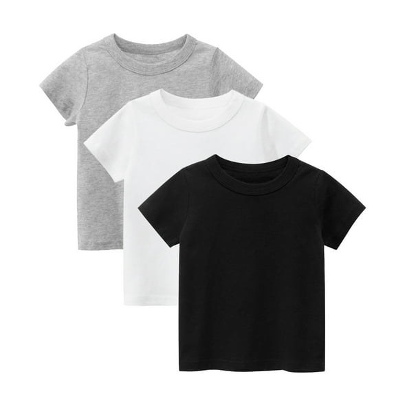 Bellafa 3-Pack Short Sleeve Little Boy & Girls T-Shirts Toddler Multicolor Cotton Tops Shirt Summer Beach Casual Tops Tee 1-9 Years Kids