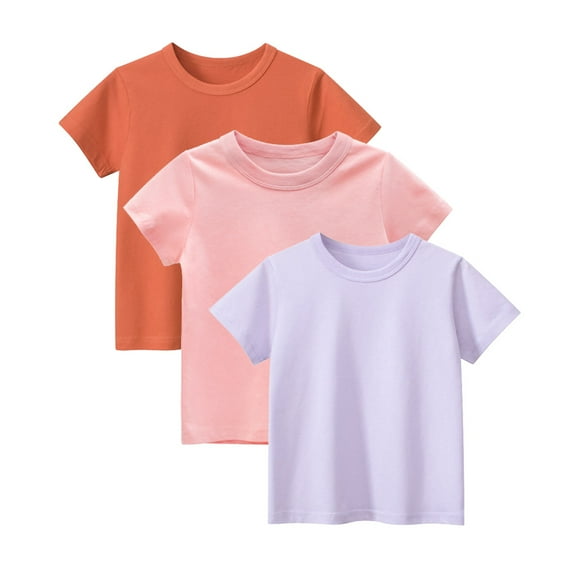 Bellafa 3-Pack Short Sleeve Little Boy & Girls T-Shirts Toddler Multicolor Cotton Tops Shirt Summer Beach Casual Tops Tee 1-9 Years Kids