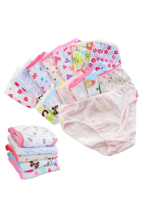 6-Pack Little Girls' Underwear Briefs 3-12T Baby Girl Soft Cotton Undies Toddler Kids Flower Panties-Random Color