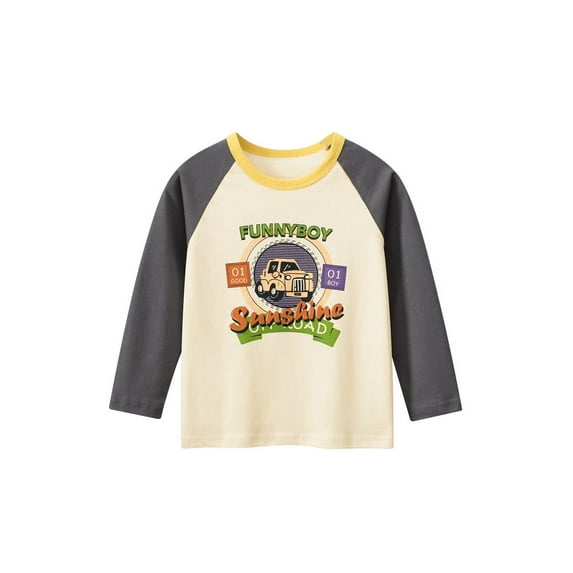 Bellafa Baby Boy Long Sleeve Tops Tee Kids Baby Cars Graphic Crewneck T-Shirt Clothes For Children 1-9 Years