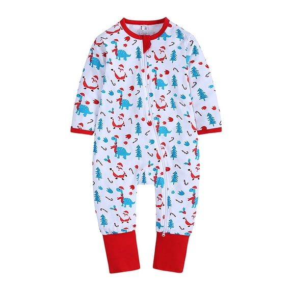Bellafa Baby Boys Girls Organic Cotton Zip-Front Sleeper Pajamas, Unisex Infant Chirtmas Footless Sleep 'n Play Romper