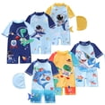thumbnail image 1 of Bellafa Baby Boys Zipper Swimsuit Rash Guard Sets UPF 50+ One Piece Bathing Suit with Hat 1-7Y Toddler Beach Surf Swimwear, 1 of 8