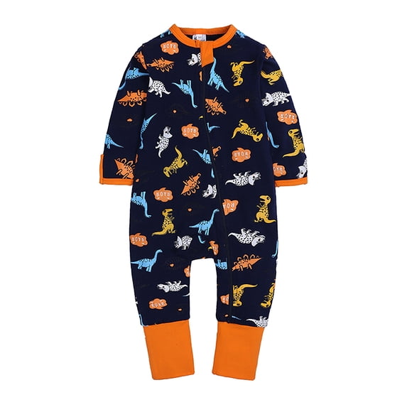 Bellafa Baby Footless Pajamas Soft Cotton Unisex Infant Zipper Romper with Mitten Cuffs Sleep Play PJs