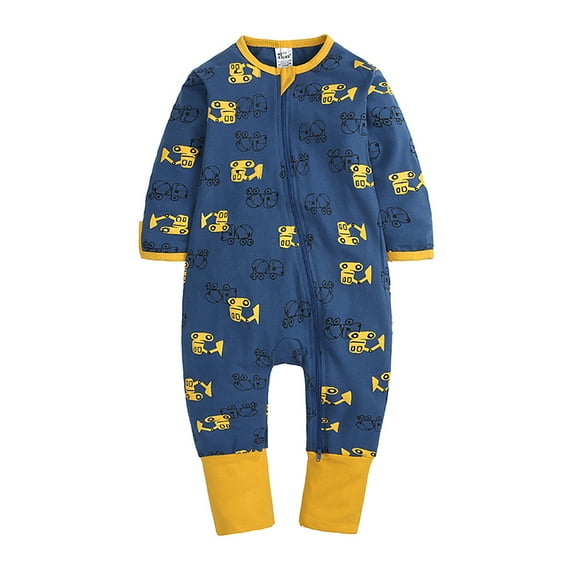 Bellafa Baby Footless Pajamas Soft Cotton Unisex Infant Zipper Romper with Mitten Cuffs Sleep Play PJs