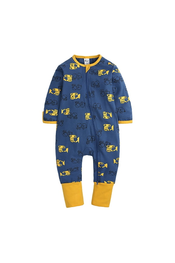 Baby Footless Pajamas Soft Cotton Unisex Infant Zipper Romper with Mitten Cuffs Sleep Play PJs