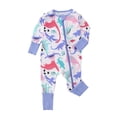 thumbnail image 1 of Beilxfa Baby Girl's Sleeper PJs, Bamboo Viscose Soft One-Piece Footie, Diagonal Zip Up Jumpsuit, Dinasuar Prints Snug Fit Pajamas, 1 of 6