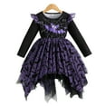 thumbnail image 1 of Bellafa Baby Girls Ghost Spider Tulle Dress Toddler Girl Ruffler Long Sleeve Halloween Irregular Tutu Dresses for Kids 1-5 Years, 1 of 7