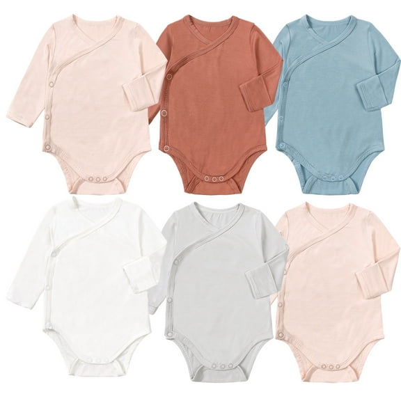 Bellafa Infant Baby Boy Girls Long Sleeve Side-Snap Bodysuit Onesies Unisex Newborn Romper Sleepers With Mitten Cuff 0-24M