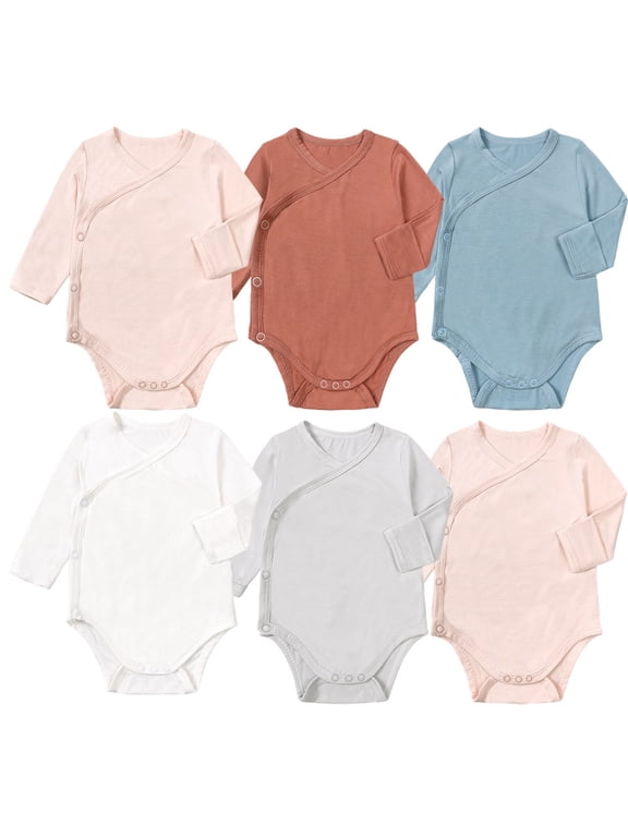 Infant Baby Boy Girls Long Sleeve Side-Snap Bodysuit Onesies Unisex Newborn Romper Sleepers With Mitten Cuff 0-24M