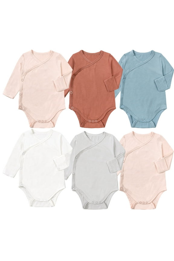 Infant Baby Boy Girls Long Sleeve Side-Snap Bodysuit Onesies Unisex Newborn Romper Sleepers With Mitten Cuff 0-24M